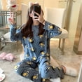 thumbnail image 5 of Ensemble de Pyjamas Fins d'Automne 2 Pcs Femmes 2022 Coton Col Rond Pyjamas Filles Ensembles Teacup Cat Vêtements de Nuit Complets Hauts de Sommeil, 5 of 5