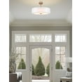 thumbnail image 6 of Kira Home Lindos 20" Double Drum Pendant Light, 3-Light Chandelier, Sheer Outer, White Inner Fabric Shade, Cool Brass, 6 of 6
