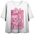 thumbnail image 4 of Peanut Butter And Banana GIrl Dinner Women's White Cropped Tee-Medium, 4 of 7