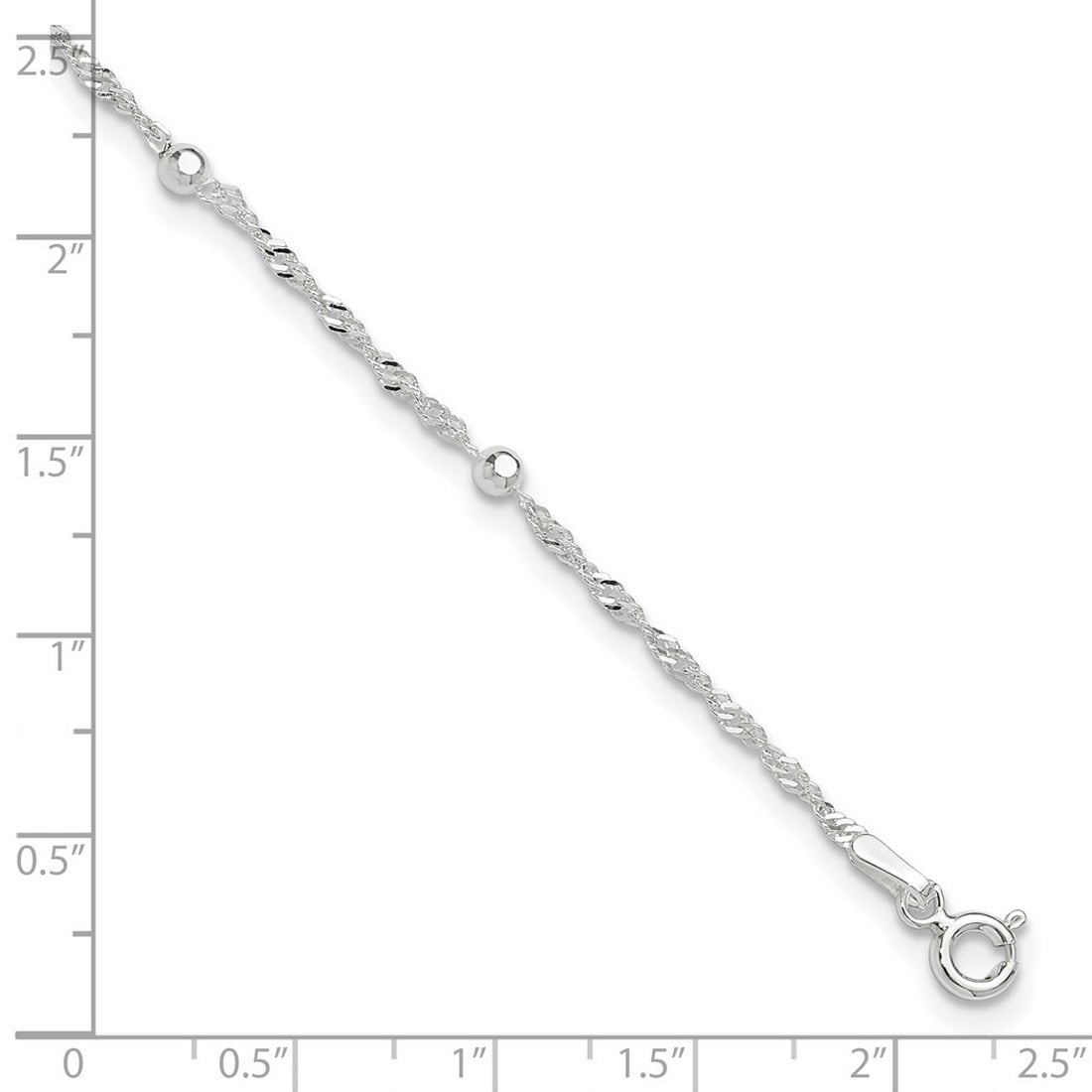 925 Sterling Silver Spring-Ring With 1inch Ext. Anklet 10 Inch 3mm Wide Anklet for Women - 2.4 Grams