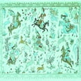 thumbnail image 1 of Ahgly Company Machine Washable Indoor Square Animal Turquoise Blue Traditional Area Rugs, 8' Square, 1 of 4