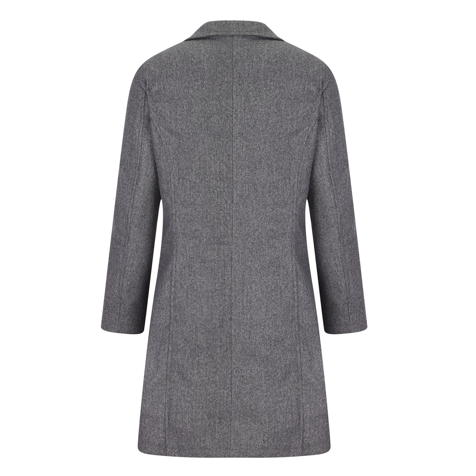 FNFYFH Fleece Peacoats for Women Wool Blend Notched Lapel Single Breasted Coat Winter Button Long Sleeve Jackets Outerwear 2025 Warm Overcoats with Pockets XXL