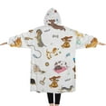 thumbnail image 2 of Oversized Wearable Blanket Hoodie,Cartoon Dachshund Sherpa Blanket Hoodie with Super Pockets,Super Warm Fuzzy Pullover for Women & Men, 2 of 6