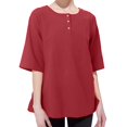 thumbnail image 5 of Weardear Women's 3/4 Sleeve Cotton Linen Jacquard Blouses Top T-Shirt, 5 of 6