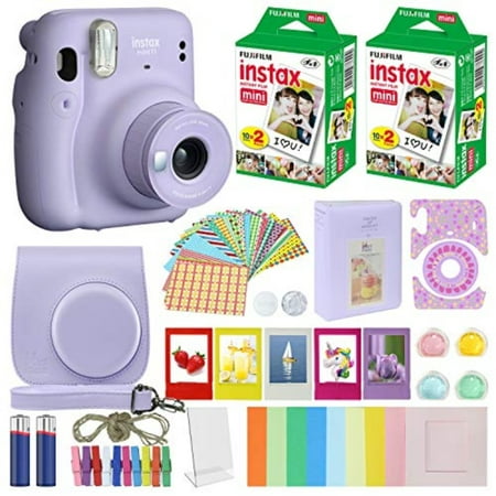 Fujifilm Instax Mini 11 Instant Fuji Film Camera Lilac Purple + 40 Film Deluxe Bundle
