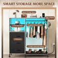 thumbnail image 5 of Black Dresser with Hanging Rack for Bedroom, 3 Drawer Dresser with LED Lights & Charging Station, Fabric Dressers & Chest of Drawers, Storage Organizer with Open Shelves for Living Room, 5 of 10