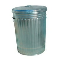 Pre-Galvanized Trash Can with Lid, 20 gal, Galvanized Steel, Gray