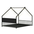 thumbnail image 5 of Full Size House Bed with Roof and Colorful Lights, Metal Bed Frame with Slats and Legs, House Bed for Boy, Girls and Young Teens, No Box Spring Needed (Black), 5 of 8