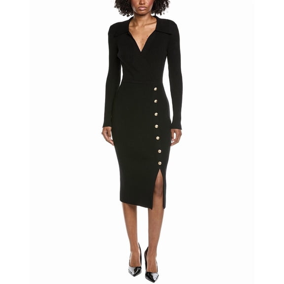 Elie Tahari womens Rib Knit Midi Dress, m, Black