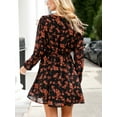thumbnail image 2 of CUPSHE Women's Floral Ditsy Surplice V Neck Mini Summer Dress Long Peasant Sleeve Elastic Waist A Line Fall Dresses, Sizes S-XL, 2 of 5