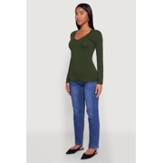 Women's Basic Long Sleeve V Neck Tee