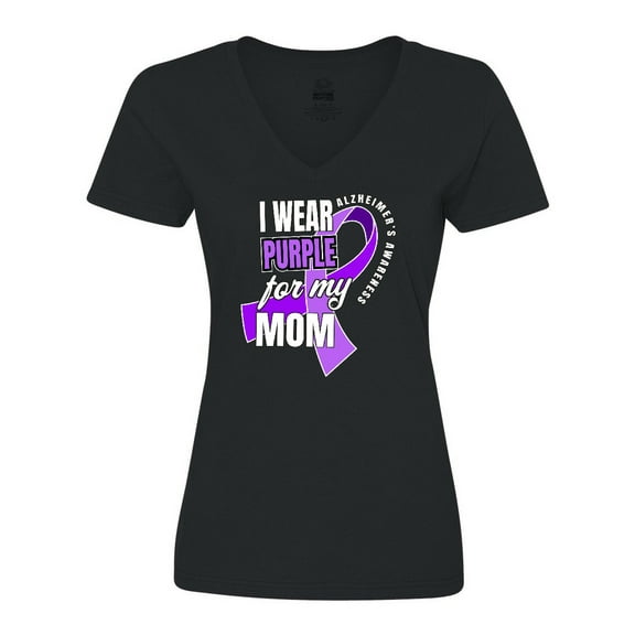 Inktastic Alzheimers Awareness I Wear Purple for My Mom Women's V-Neck T-Shirt