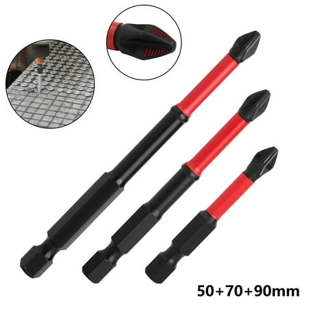 

3pcs 50-90mm Magnetic Non-Slip Batch Head PH2 Cross Screwdriver Set Hex Shank