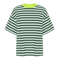 thumbnail image 6 of Conairie Women Summer T Shirts Casual Stripe Loose Crew Neck Short Sleeve Shirt Fashion Elegant Breathable Work Tee Pullover Outfits Green S, 6 of 6