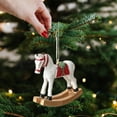 thumbnail image 6 of Christmas Ornament, Vintage Christmas Decoration, Resin Rocking Horse Pendant for Holiday Tree Decor, Small Dimensional Festive Ornament for Home, Wedding, Party, White Green Red, 6 of 6