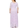 thumbnail image 4 of Eternatastic Womens Floral Lace 2/3 Sleeves Maxi Dress Evening Party Long Dress 4XL Purple, 4 of 6