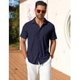 thumbnail image 3 of COOFANDY Mens Waffle Shirts Short Sleeve Button Down Untucked Shirt Summer Wedding Shirt, 3 of 5