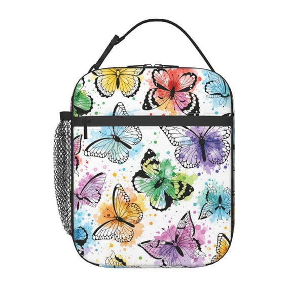 Butterfly Lunch Bag Reusable Thermal Lunch Box with Handle for Women and Men
