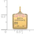 thumbnail image 2 of 14K Yellow Gold Enameled Pink Engravable Birth Certificate Charm, 2 of 2