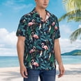 thumbnail image 6 of Uemuo Flamingos And Birds Printed Regular Fit Short Sleeve Casual Hawaiian Shirt for Men,Aloha shirt,Tropical shirt,Floral print shirt,Vacation Beach shirt-Large, 6 of 9