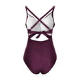 thumbnail image 6 of UPPADA Womens Stripe One Piece Swimsuit Long Torso Swimsuits for Ladies Spaghetti Strap Bathing Suit Cute Patchwork Cross Straps Backless Swimsuit Purple,M, 6 of 7