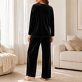 thumbnail image 7 of successthop Womens Velvet Sweatsuit Set 2 Piece Casual Long Sleeve Crewneck Pullover Tops and Pant Solid Tracksuit, 7 of 7