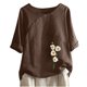thumbnail image 1 of Blusas de Manga Corta para las Mujeres Impresas Cuello Redondo Camiseta Casual, Blusa de Algodón de Imitación para las Mujeres, 1 of 4
