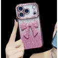 thumbnail image 3 of for iPhone 17 Bling Glitter Cute Bow Case,Sparkle Diamond Slim Plating Luxury Crystal Rhinestone Phone Cover for Women Girls Protective Camera Protection Bumper,Pink, 3 of 14
