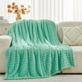 thumbnail image 4 of Super Soft King Blanket Aqua Premium Silky Flannel Fleece 3D Waffle Checkered Lightweight Bed Blanket All Season Use (Aqua, King(90"x110")), 4 of 6