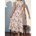 thumbnail image 4 of Women'S Summer Maxi Dress Floral Tie Front Casual Boho Beach Flowy Sundress White, 4 of 6