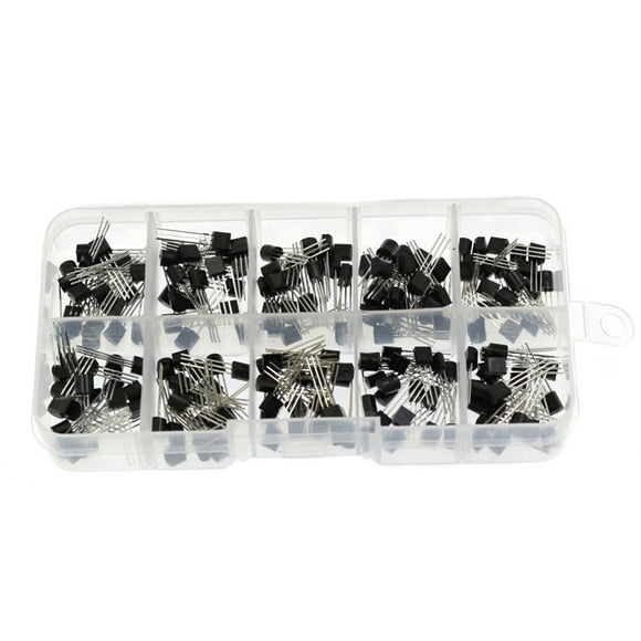 Labymos 200PCS TO-92 NPN P-NP P-ower Transistor 10 Types Values Kit Set BC337/ BC327/ 2N222/