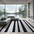 thumbnail image 2 of ODIKA 6'x9' Washable Area Rug Easy Care, Non-Shedding, Under Minimalist Monochrome Striped Welcome Contemporary Doormat for Queen Size Bedroom Bed Master Suite, 2 of 7