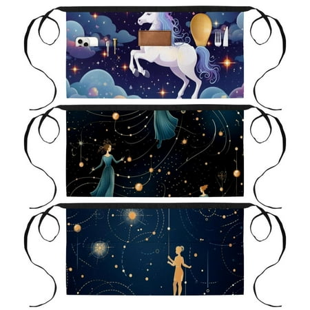 

Gemini Apron with Three Pockets Printed Design - Ideal for Waiter Cleaning Tasks