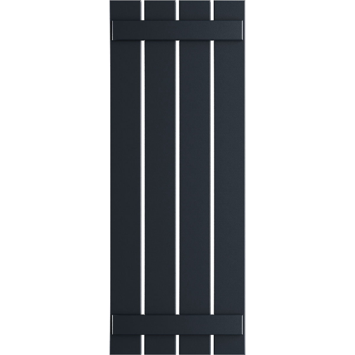 Ekena Millwork 23"W x 68"H True Fit PVC Four Board Spaced Board-n-Batten Shutters, Starless Night Blue (Per Pair - Hardware Not Included)