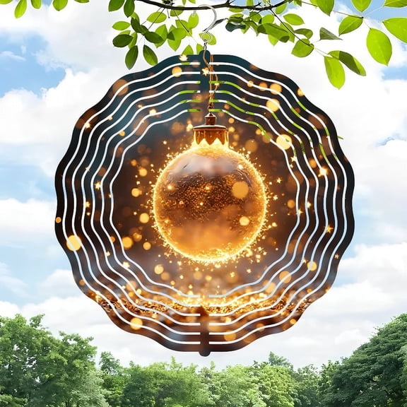 Metal Hanging Wind Spinners - Intricate Patterned Spherical Ornament Wind Chimes for Serene Yard & Garden Decor
