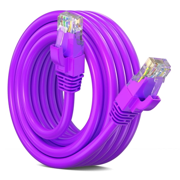 Ethernet Cable 15 ft CAT6 High Speed Internet Network LAN Cable Cord, Outdoor Waterproof (Purple)