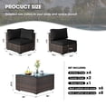 thumbnail image 7 of Gaildon 7 Patio Outdoor Furniture Wicker Sectional Sofa Couch Lawn Sectional Black Glass Table, Black, 7 of 7