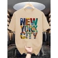 thumbnail image 3 of Summer men's 100% pure cotton casual loose fit plus size New York City printed comfortable round neck short sleeved T-shirt top, 3 of 9
