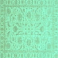 thumbnail image 1 of Ahgly Company Machine Washable Indoor Square Oriental Turquoise Blue Traditional Area Rugs, 7' Square, 1 of 4