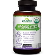 Zazzee USDA Organic Vitex, 500 mg Strength, 120 Veggie Caps, USDA Certified Organic, Potent 4:1 Extract, Made from Whole Organic Chaste Berry, Vegan, All-Natural and Non-GMO