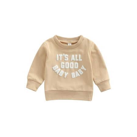 

ZIYIXIN Newborn Baby Boys Girls Pullover Long Sleeve Letter Print Sweatshirt Shirt Sweater Tops Fall Winter Clothes Apricot 6-12 Months