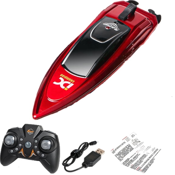 2.4GHz Mini Remote Control RC Boat, 360° Rotation Fast RC Boat Toy for Pools & Lakes, Battery Powered Pool Water Toy (red)