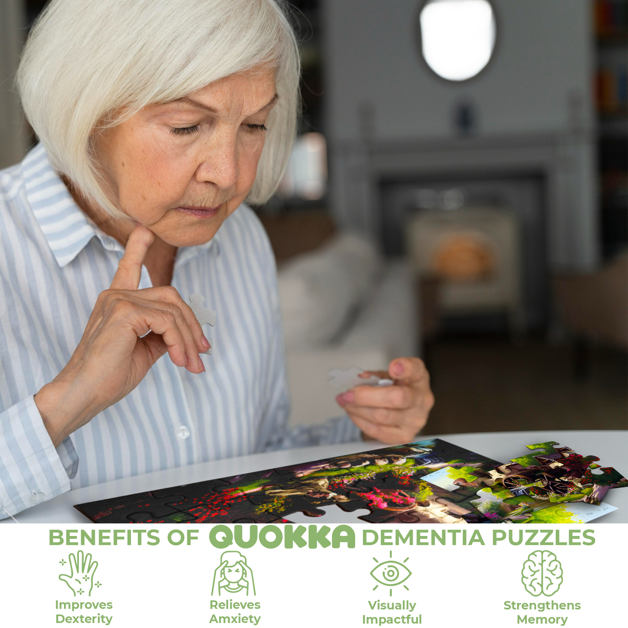 Quokka Dementia Puzzles for Seniors - 63 Piece Cognitive Brain and Memory Activities - 3 Set Alzheimer Puzzles