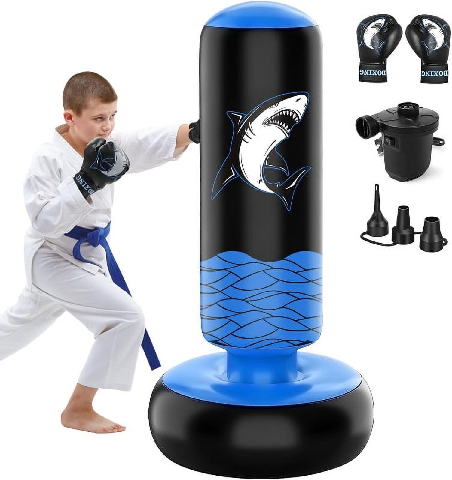 JUOIFIP Kids Inflatable Freestanding Punching Bag, 1.18lb, Blue