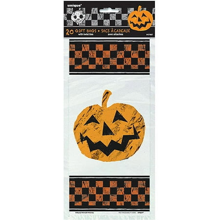 Checkered Halloween Cello Bags, 20ct