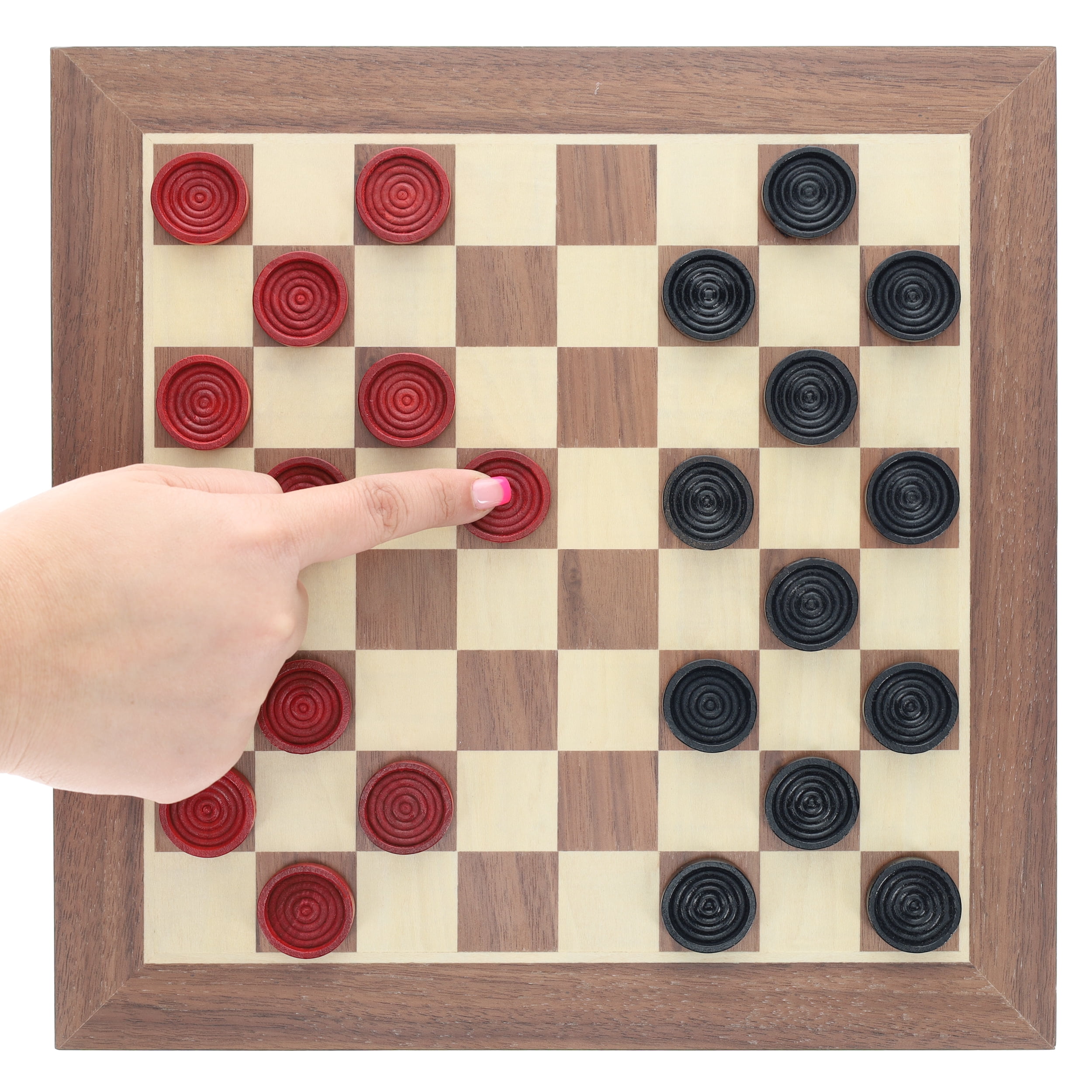 WE Games Wooden Checkers with Stackable Ridges - 2 Inches