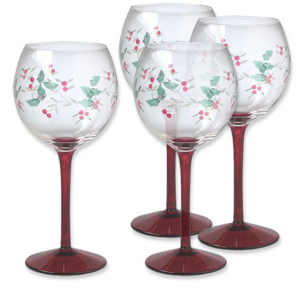 Pfaltzgraff Winterberry 13 oz Handpainted Wine Goblet, Set of 4