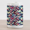 thumbnail image 2 of Grunge Ceramic Toothbrush Holder, Hipster Zigzag Herringbone Retro Style Pattern Chevron Triangles with Grunge Effect, Decorative Versatile Countertop for Bathroom, 4.5" X 2.7", Multicolor, 2 of 4