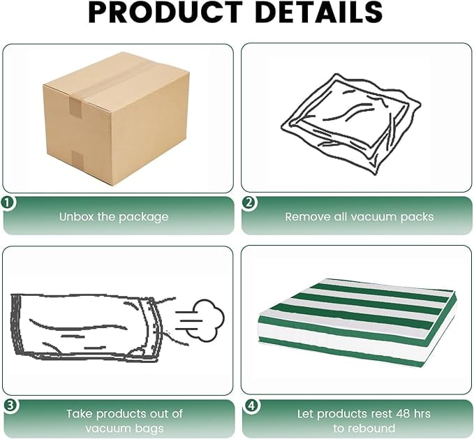 Outdoor Loveseat Cushion Set, 48 x 24 inch, Water Repellent Patio Furniture Cushions Replacement with Removable Cover(Green White Stripe)