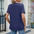 thumbnail image 6 of Women's Casual Solid Color Keyhole Round Neck Loose Short Sleeve T Shirt Top Womens Solid Color Top Womens Long Sleeve Athletic Shirt Short Sleeve T Shirts Women Space T Shirt Active Shirt Woman Large, 6 of 6